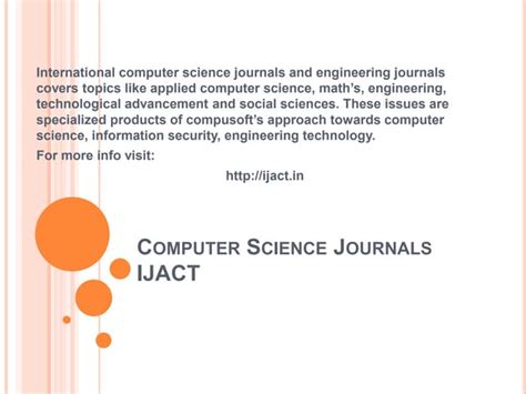 Computer Science Journals Ppt Free Download