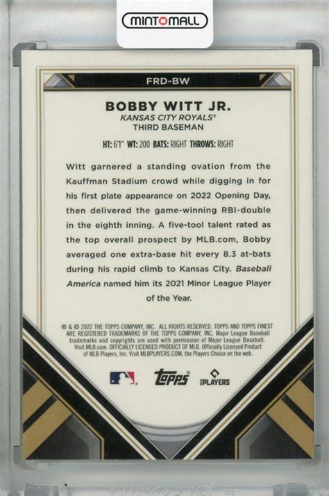 Mint Topps Finest Kansas City Royals Bobby Witt Jr