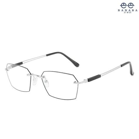 Frameless Glasses Men‘s Myopia With Degrees Astigmatism Black Edge Ultra Light Frameless Polygon