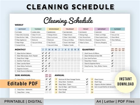 Editable Cleaning Schedule Printable Weekly Monthly Etsy In