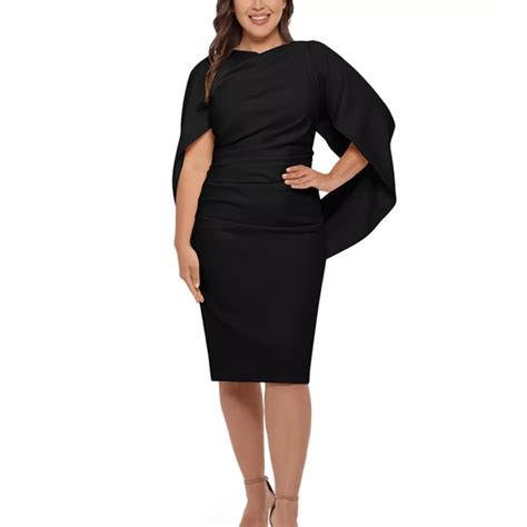 Betsy And Adam Dresses Betsy Adam Cape Sleeve Crepe Sheath Dress