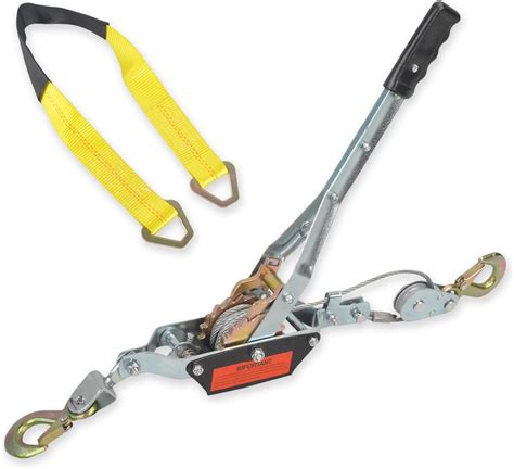 Bigreat 2 Ton Heavy Duty 2 Hook Steel Cable Dual Gear Power Puller Come Along Chain