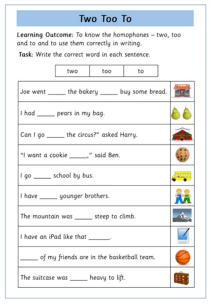 Homophones Year 2 To Too Two Inspire And Educate By Krazikas