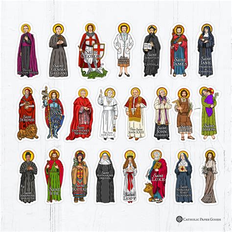 Catholic Saints 4 Inch Individual Die Cut Vinyl Stickers Peel And Stick Catholic Saint Stickers