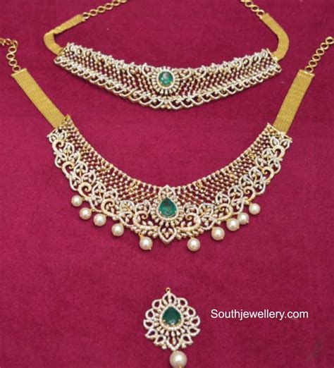 Multi Way Detachable Diamond Emerald Choker Indian Jewellery Designs