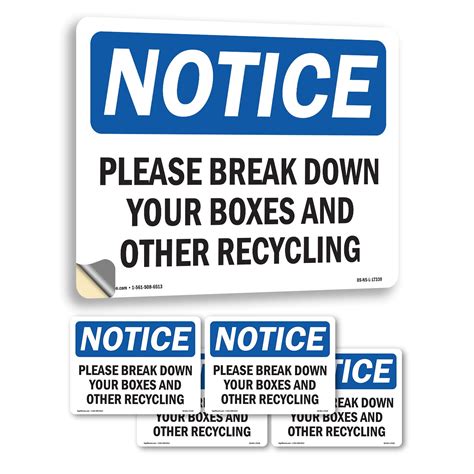 Please Break Down Your Boxes And Other Recycling OSHA Notice Vinyl