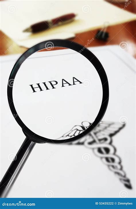 Hipaa Document Magnified Stock Photo Image Of Records 53435222