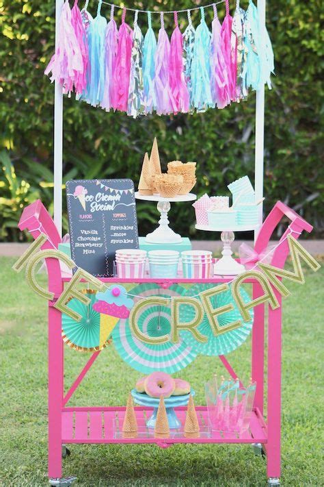 ice cream party, ice cream party ideas, ice cream social, bar cart