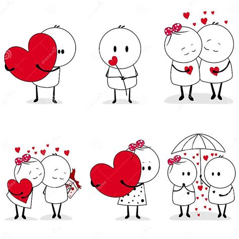 Cute Couple In Love With Hearts On White Background Vector