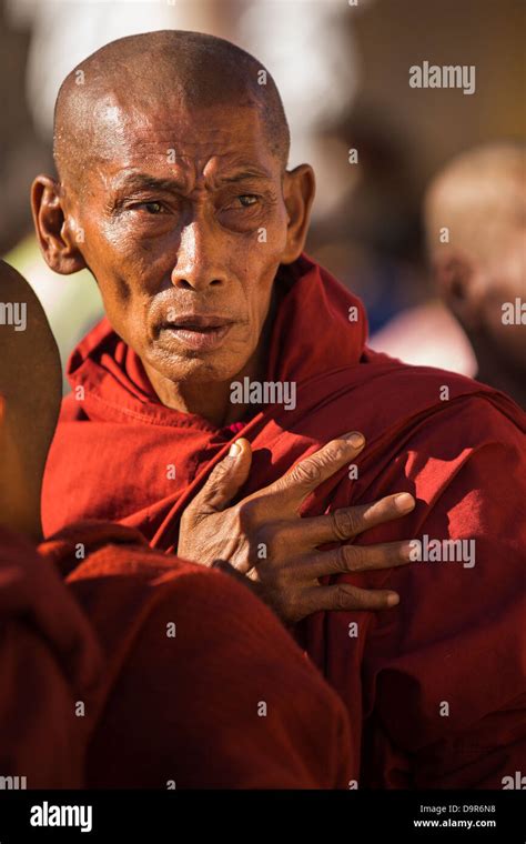 Monks At The Shwezigon Paya Bagan Myanmar Burma Stock Photo Alamy