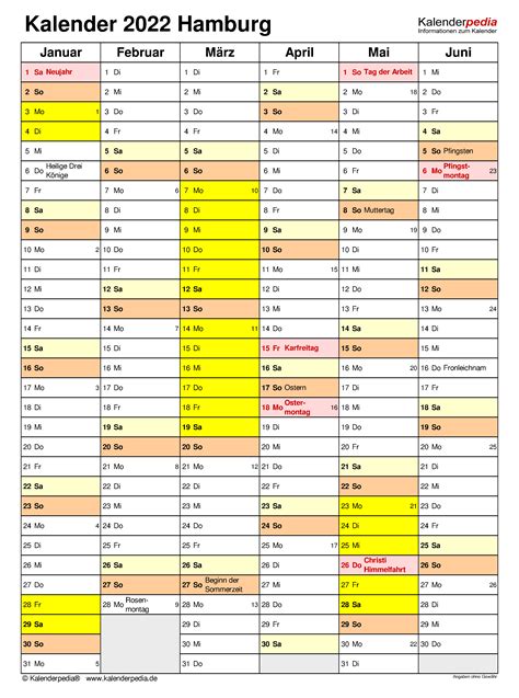 Kalender Hamburg Ferien Feiertage Excel Vorlagen