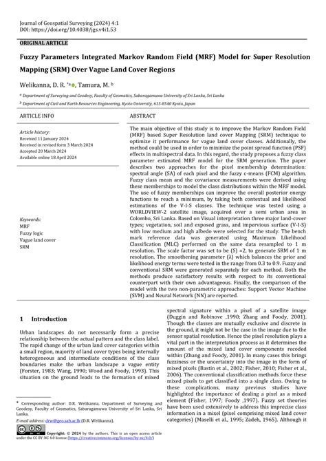 Pdf Fuzzy Parameters Integrated Markov Random Field Mrf Model For