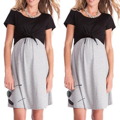 Damen Stillkleid Umstandskleid Farbblock Mini Umstandsmode