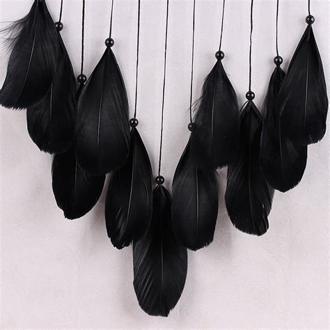 Indian Kant Zwart Dream Catcher Hangende Decoraties Handgemaakte Veer