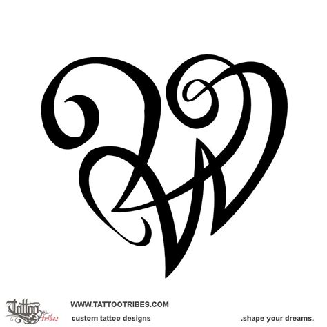 Tattoo of V+W heartigram, Bond tattoo - custom tattoo designs on ...