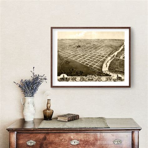 Vintage Map of Topeka, Kansas 1869 by Ted's Vintage Art