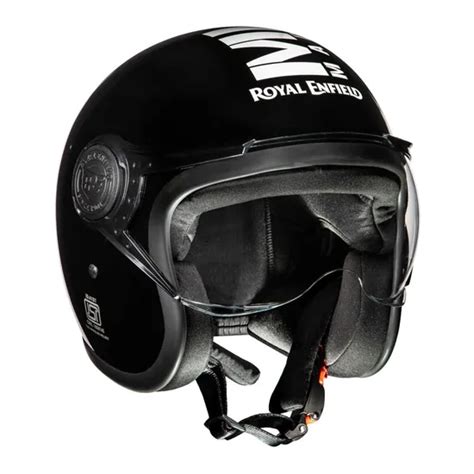 Royal Enfield Mlg Jet Gloss Black Open Face Helmet Custom Elements