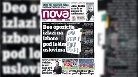 Nova Pi E Deo Opozicije Izlazi Na Izbore Pod Lo Im Uslovima