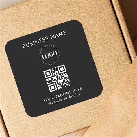 Custom Business Company Logo Qr Code And Text Simple Square Sticker Zazzle