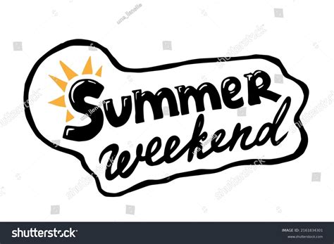 Summer Weekend Lettering Vector Illustration Isolated Stock Vector