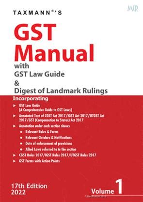 Gst Manual With Gst Law Guide Digest Of Landmark Rulings Th Edition