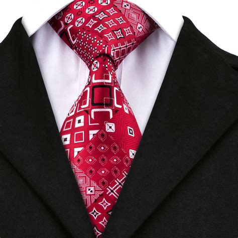 Hi Tie Red Plaid Novelty Ties For Men 100 Silk Mens Ties For Male