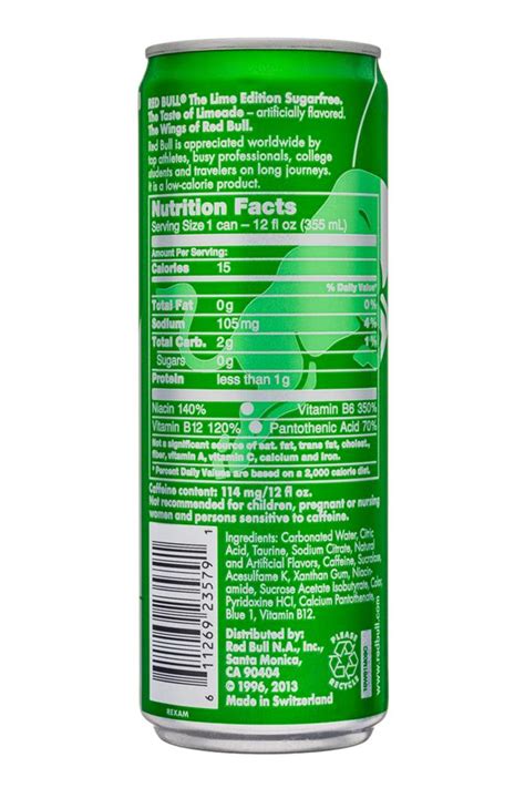 Red Bull Sugar Free Nutrition Facts