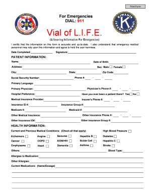 Fillable Online Cms Leoncountyfl To Complete And Print A Vial Of Life