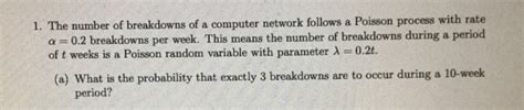 Solved The Number Of Breakdowns Of A Computer Network Chegg