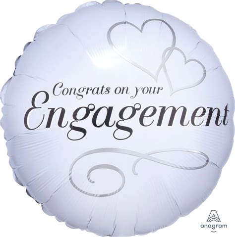 Congrats On Your Engagement Silver And White 18 Foil Balloon Peci