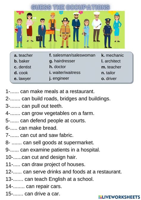 Jobs And Occupations Online Worksheet For Grade 6 You Can Do The