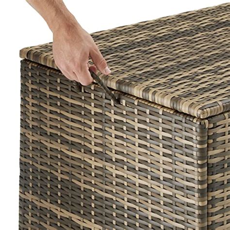 Tectake Poly Rattan Gartenbox Wetterfest Outdoor Box Mit Deckel