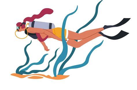 Woman diver with scuba diving, marine activity 33334361 Vector Art at ...