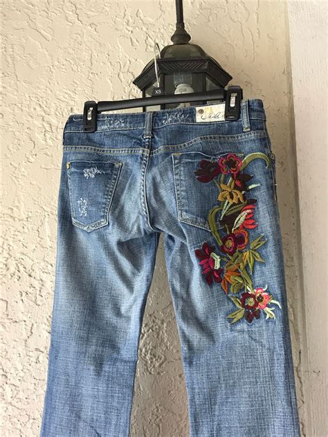 Vintage Jeans Embroidered Jeans Old Denim Distressed Jeans Etsy