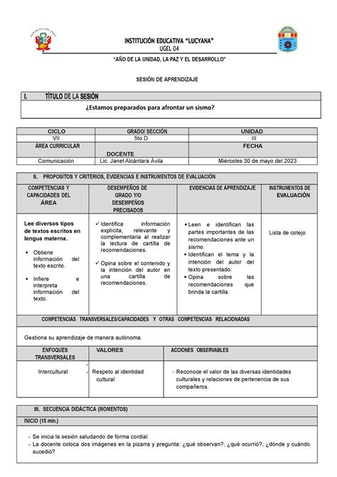 S To Estamos Preparados Para Afrontar Un Sismo A O De La Unidad La