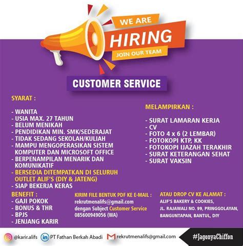 Lowongan Kerja Customer Service Diy Jateng Customer Service