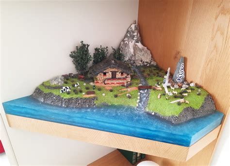 "Celtica Festival" mountain diorama with epoxy resin lake and stream ...