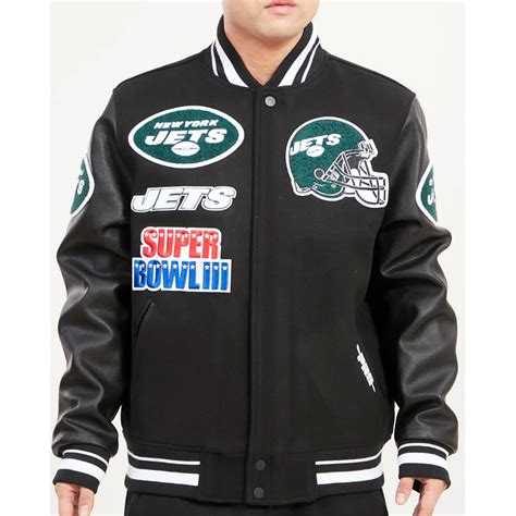 Wool Leather Black New York Jets Mashup Varsity Jacket Jackets Masters