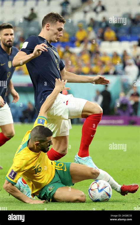 Benjamin Pavard Of France Aziz Behich Of Australia During The Fifa