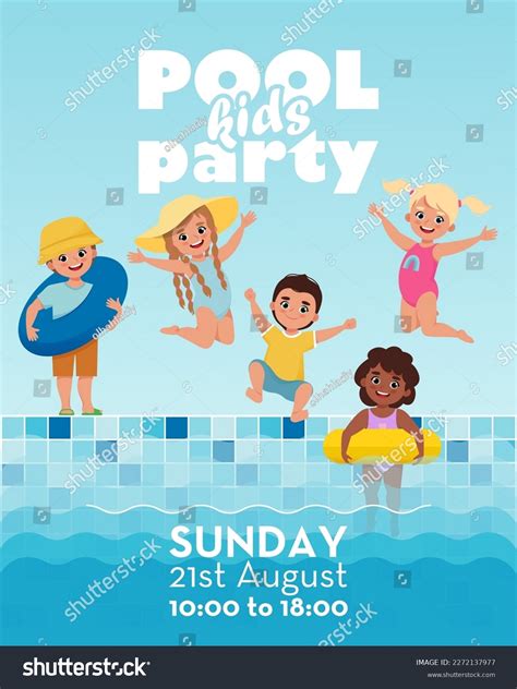 Kids Pool Party Poster Children Swimming Stock Vector (Royalty Free ...