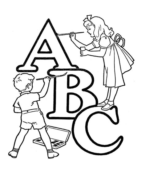 Children with ABC Coloring Page - Free Printable Coloring Pages for Kids