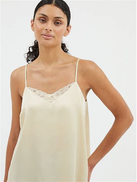 Cream Strappy Satin Lace Cami Top Women George At Asda