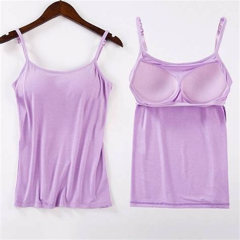 New Padded Bra Tank Top Women Modal Spaghetti Solid Cami Top Vest