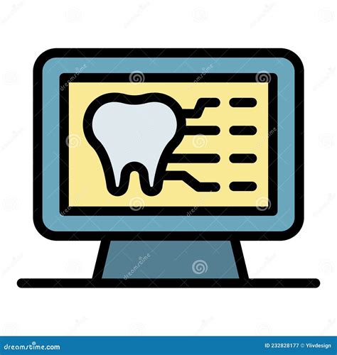 Met Tand De Kleurenomtrek Van Het Monitorpictogram Analyseren Vector