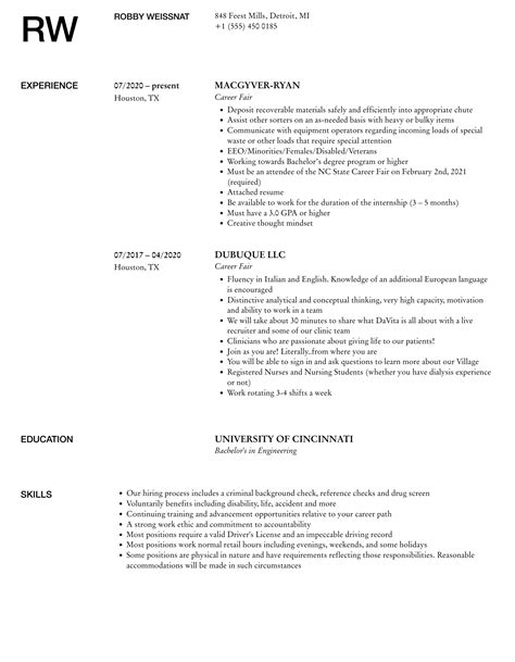 Career Fair Resume Samples | Velvet Jobs