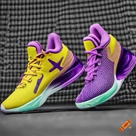 Yellow And Purple Modern Basketball Shoes On Craiyon