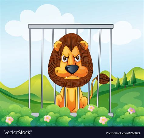 A Cage In The Hill With A Lion Royalty Free Vector Image