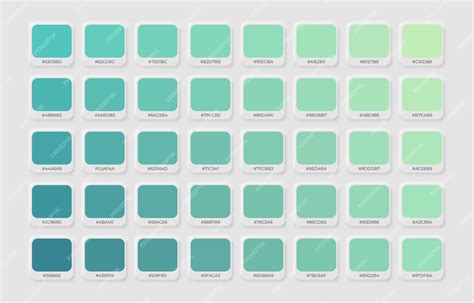 Premium Vector | Green colour palette in rgb hex colour catalogue ...