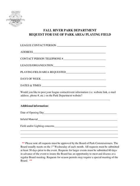 Fillable Online Park Permit Request 4 5 19 1 Pdf Fax Email Print