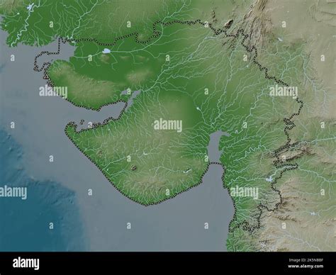 gujarat state  india elevation map colored  wiki style  lakes